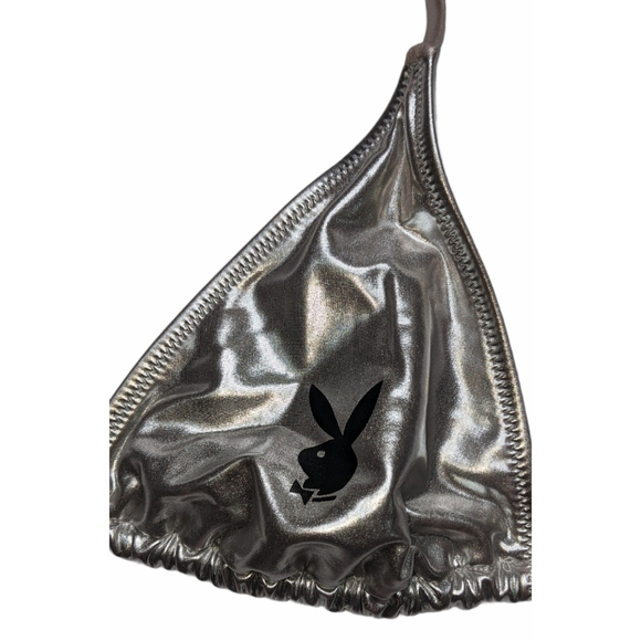 Missguided x Playboy Silver Bikini - Picture 4 of 12